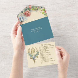 Religiöse Jungfrau Mary Birds Pink Roses All In One Einladung