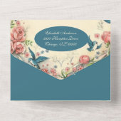 Religiöse Jungfrau Mary Birds Pink Roses All In One Einladung (Rückseite)