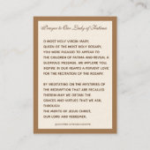 Religiöse Jungfrau Mary Fatima katholisches Gebet Visitenkarte (Rückseite)