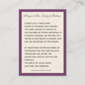 Religiöse Jungfrau Mary Fatima Katholisches Gebet  Visitenkarte (Rückseite)