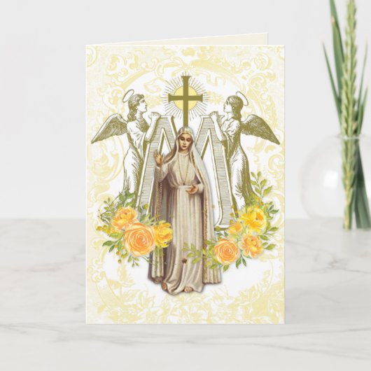 Religiöse Jungfrau Mary Fatima Vintage Blumenkarte Karte (Vorderseite)