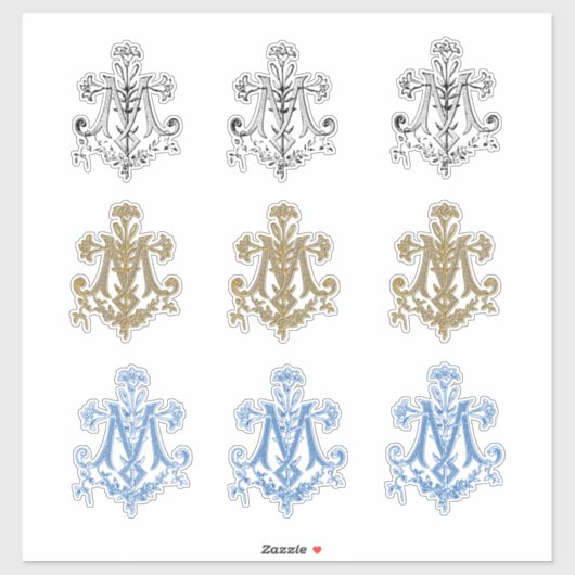 Religiöse Jungfrau Mary Floral Elegant Vinyl Stick Aufkleber (Blatt)