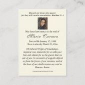 Religiöse Jungfrau Mary Funeral Guadalupe Platzkarte (Rückseite)