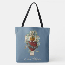 Religiöse Jungfrau Mary Heart Floral Cross  Tasche