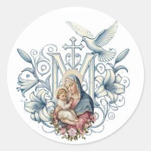 Religiöse Jungfrau Mary Jesus Marian Cross Runder Aufkleber