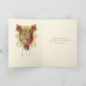 Religiöse Jungfrau Mary Jesus Red Floral katholisc Karte (Innenseite)