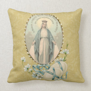 Religiöse Jungfrau Mary Jesus Vintage Rose   Kissen