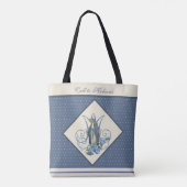 Religiöse Jungfrau Mary Marian Blue Flowers Tote T Tasche (Rückseite)