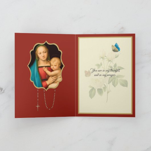 Religiöse Jungfrau Mary mit dem Baby Jesus White R Karte (Innenseite)