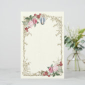 Religiöse Jungfrau Mary Pink Roses Vintage Blume Briefpapier (Stehend Vorderseite)