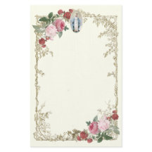 Religiöse Jungfrau Mary Pink Roses Vintage Blume