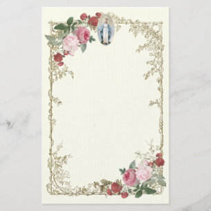 Religiöse Jungfrau Mary Pink Roses Vintage Blume Briefpapier