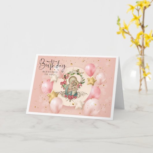 Religiöse Jungfrau Mary Rosary Baby Jesus Karte (Gelbe Blume)