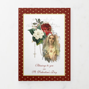 Religiöse Jungfrau Mary Rosary Gebet Valentine Tr Dreifach Gefaltete Karte