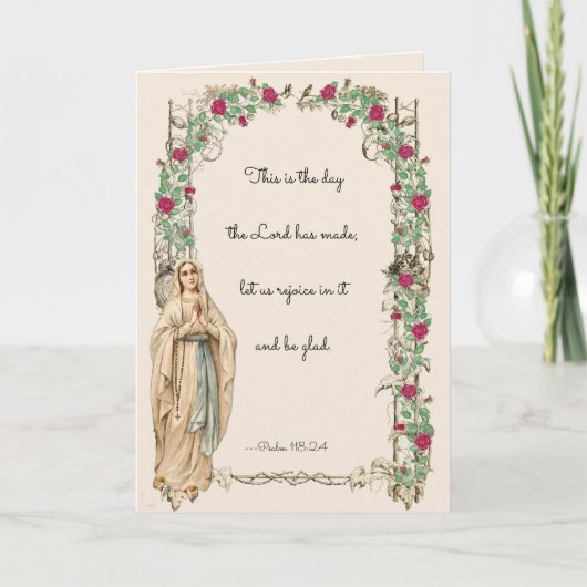Religiöse Jungfrau Mary Rosary Scripture Floral Karte (Vorderseite)