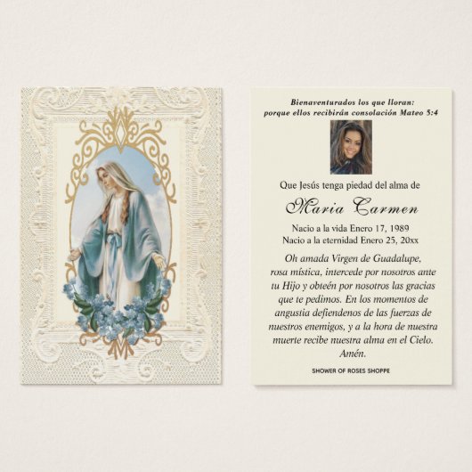 Religiöse Jungfrau Mary Spanisches Begräbnis (Vorne & Hinten)