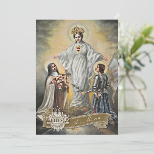 Religiöse Jungfrau Mary St. Therese Joan of Arc Karte (Stehend Vorderseite)