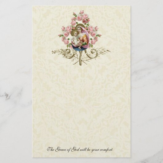 Religiöse Jungfrau Mary Vintag katholische Rose (Vorderseite)