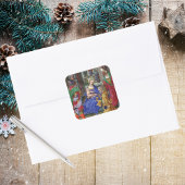 Religiöse katholische Christliche Weihnachtskrippe Quadratischer Aufkleber