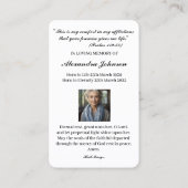 Religiöse katholische Gebetskarte Jungfrau MaryBus Visitenkarte (Rückseite)