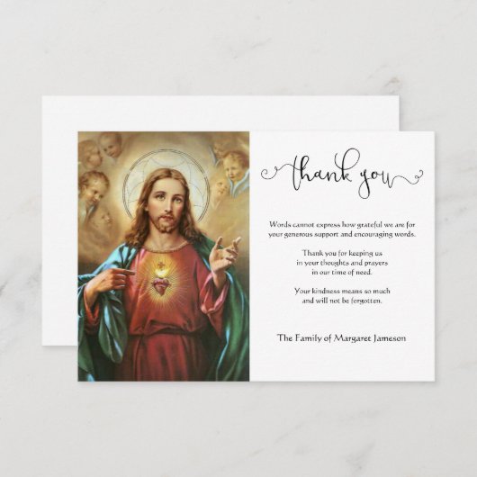 Religiöse katholische Heilige Herz Jesus Beileid Dankeskarte (Vorne/Hinten)