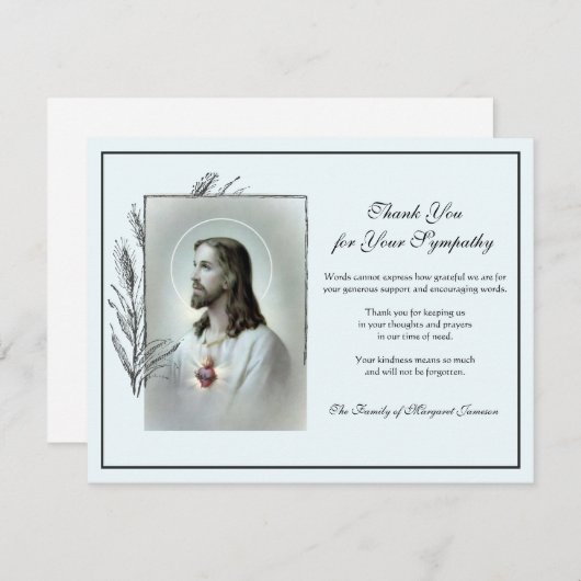 Religiöse katholische Heilige Herz Jesus Beileid Dankeskarte (Vorne/Hinten)
