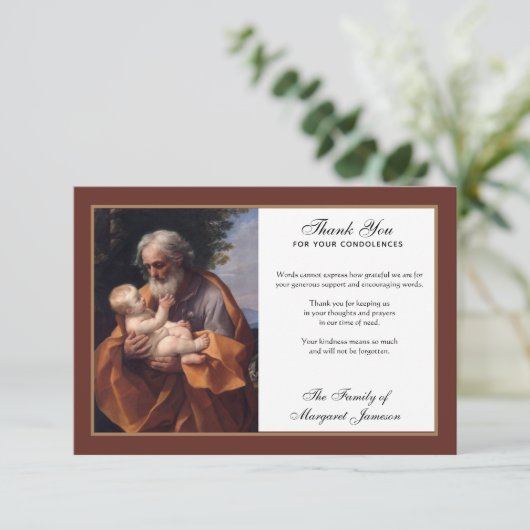 Religiöse katholische Heilige Joseph Jesus Beileid Dankeskarte (Stehend Vorderseite)