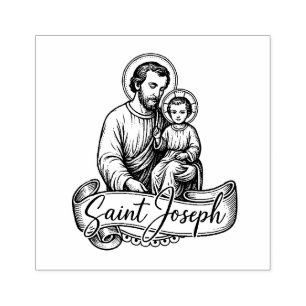 Religiöse katholische Heilige Joseph und Kind Jesu Gummistempel