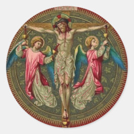 Religiöse katholische Jesus Crucifixes Angels Runder Aufkleber