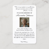 Religiöse katholische Jungfrau des Gebets Mary Visitenkarte (Rückseite)