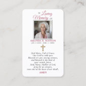 Religiöse katholische Jungfrau Mary Cross Blumenta Visitenkarte (Rückseite)