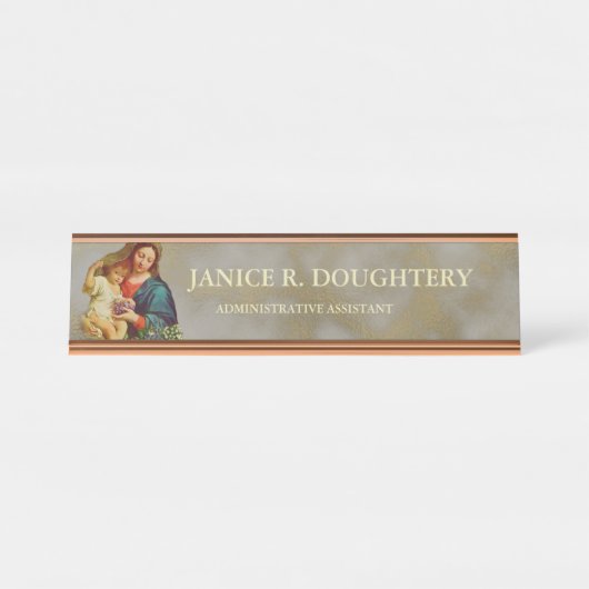 Religiöse katholische Jungfrau Mutter Maria Jesus Schreibtischnamensplakette (Vorderseite )