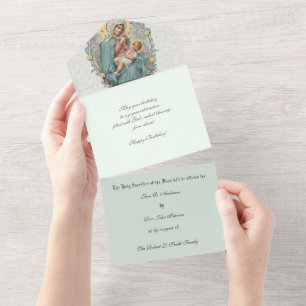 Religiöse katholische Messopfergabe Jungfrau Maria All In One Einladung
