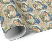 Religiöse katholische Mutter Mary Floral Vintag Geschenkpapier (Rolleneckpunkt)