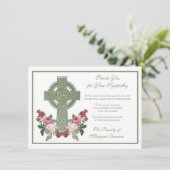 Religiöse katholische Rose des keltischen Kreuzes Dankeskarte (Stehend Vorderseite)