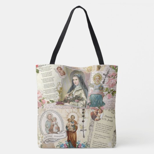Religiöse Katholische St. Joseph Therese Collage Tasche (Rückseite)