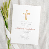 Religiöse Kreuzterracotta-Script-Taufe Einladung