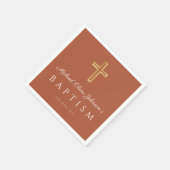 Religiöse Kreuzterracotta-Taufe Serviette (Ecke)