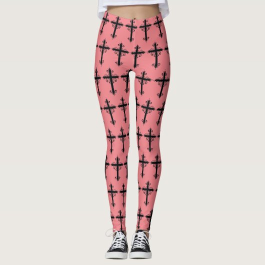 Religiöse Kreuzung mit einem Ornament Leggings (Vorderseite)