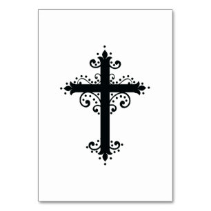 Religiöse Kreuzung mit einem Ornament Tischnummer