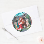 Religiöse Krippe blau, rot Mary und Joseph Runder Aufkleber (Umschlag)