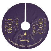 Religiöse Krippe Familie Name Weihnachten Polyester Weihnachtsbaumdecke (Vorderseite)