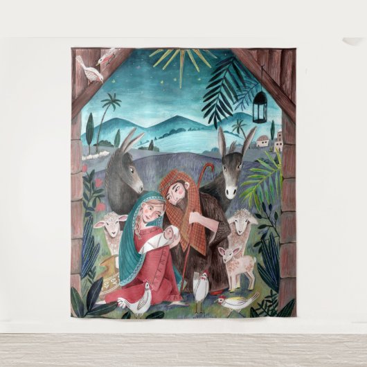 Religiöse Krippe Mary & baby Jesus Wandteppich (Vorderseite)