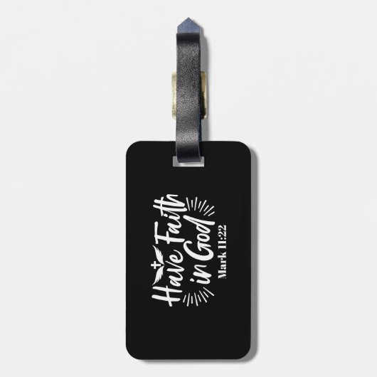 Religiöse Kunst: Glauben an Gottes Schriftendesign Gepäckanhänger (Rückseite vertikal)