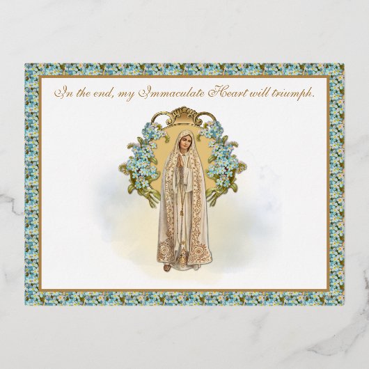 Religiöse Lady of Fatima Katholic Unaculululous He Folie Einladungspostkarte (Vorderseite)