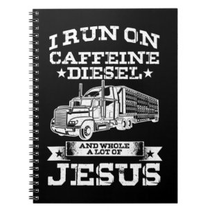 Religiöse LKW-Fahrer laufen auf Koffein-Lot Notizblock
