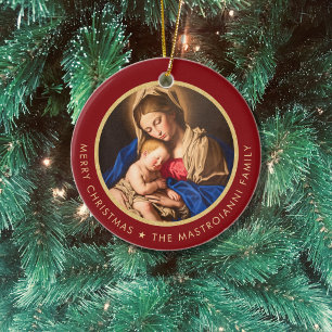 Religiöse Madonna & Child Katholische Weihnachtsge Keramik Ornament