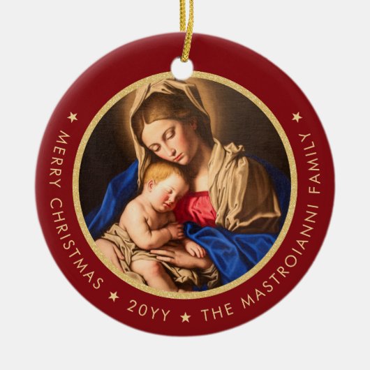 Religiöse Madonna & Kind Weihnachtsgeschenk Keramik Ornament (Vorne)