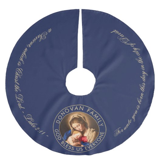 Religiöse Madonna und Kinderbibel Verse Weihnachte Polyester Weihnachtsbaumdecke (Vorderseite)