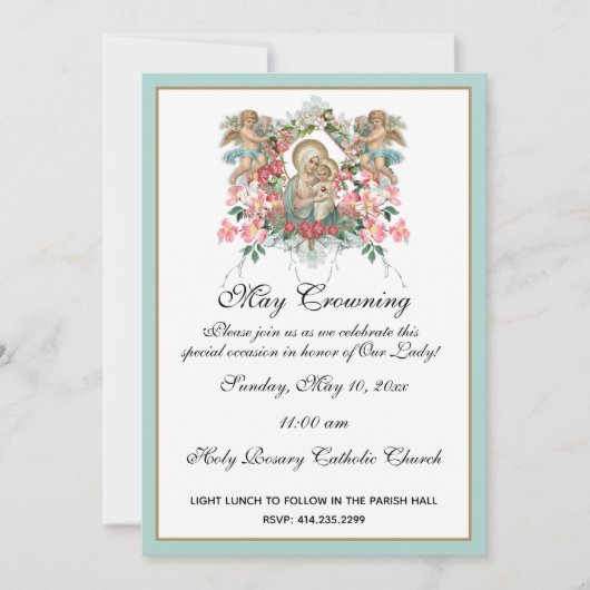 Religiöse Mai Kronen Maria Mütter Tag Jesus Einladung (Vorderseite)